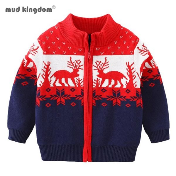 Occasioni speciali Mudkingdom Maglione natalizio per bambini Cardigan per bambini Vestiti di renne lavorati a maglia Maglioni con zip per ragazzi Cappotto per abbigliamento per bambini 220830