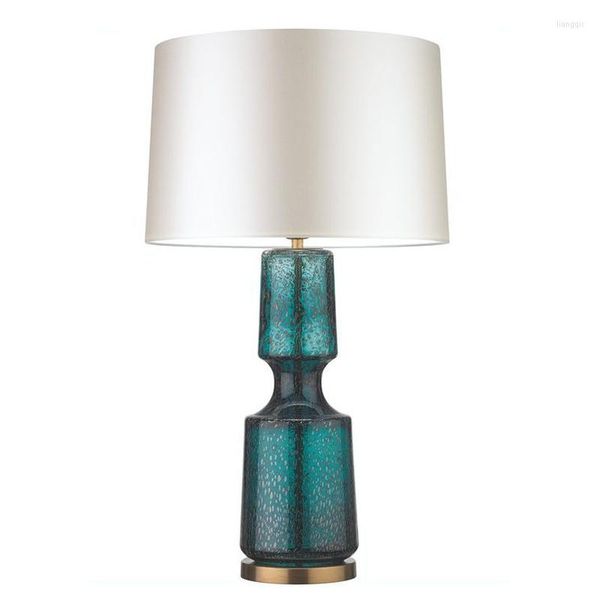 Tischlampen Moderne Lampe Glas Metallsockel Blau Silber Gold Kunst Dekoration Beleuchtung Luxus Nordic Licht E27 Glühbirne