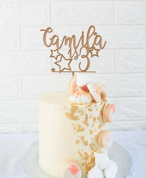 Forniture festive Topper per torta di compleanno personalizzato Nome personalizzato ed età Decorazioni per feste in specchio dorato acrilico Baby Shower