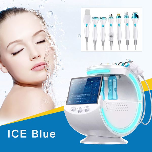 7 em 1 Microdermoabras￣o Ice Smart Ice azul hidra dermoabras￣o hidrodermoabras￣o ￡gua descasc￣o a pele Cuidado com oxig￪nio facial Dispositivo de oxig￪nio