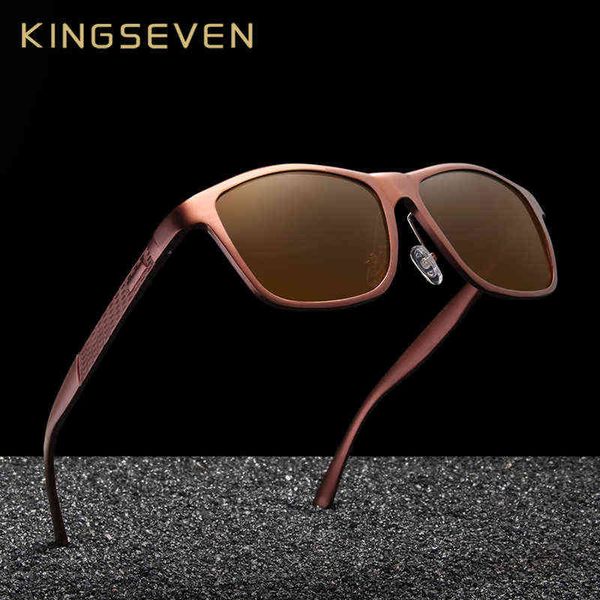 Солнцезащитные очки Kingseven Retro Aluminum Magnesium Sunglasses Поляризованные винтажные женщины солнцезащитные очки водят мужчин, аксессуары для очков T220831