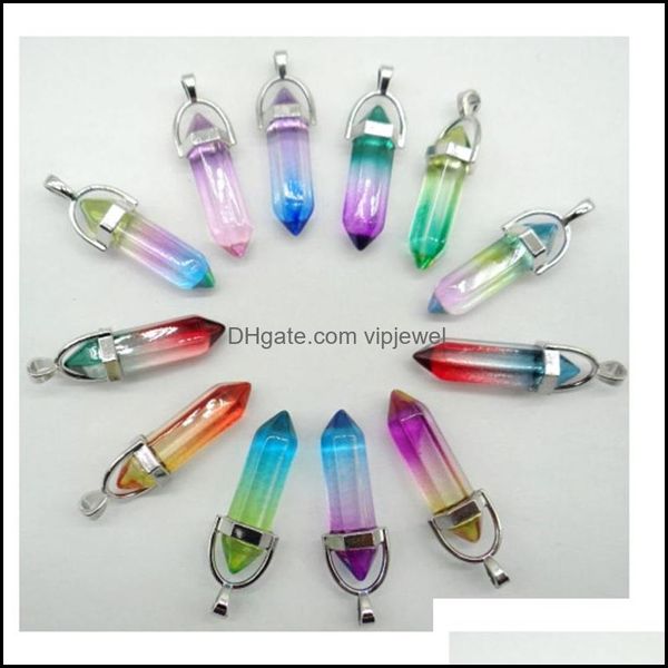 Шармс шестигранник Prism Glass Point Rainbow Pendent Mticolors Charm Hanging Sharese Dewellay Make Wholesale Drop Dhseller2010 Dhnl8