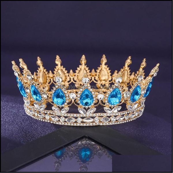 Tiaras Gold Purple Queen King Coroa de noiva para feminino Capaceio de bancada Tiaras e coroas Acessórios para jóias de cabelo C3 DRO DHSG9