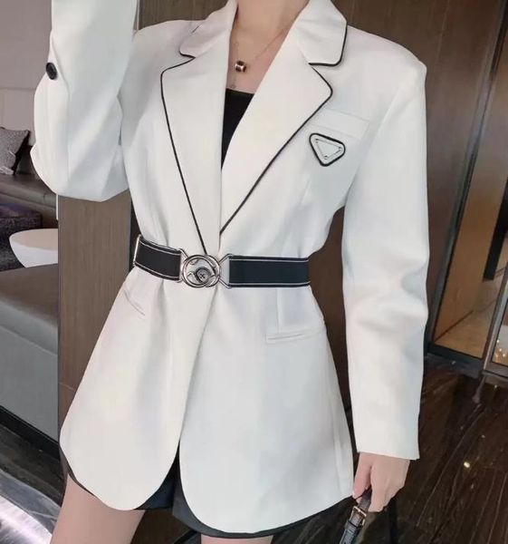 Jackets femininos Senhoras elegantes Mystic Blazer Girdle Classic Triangle Bistage Top Top Screet Salia Longa Casa de Lapel Tunic Socialite Armilheira Vestido de Noturna A002