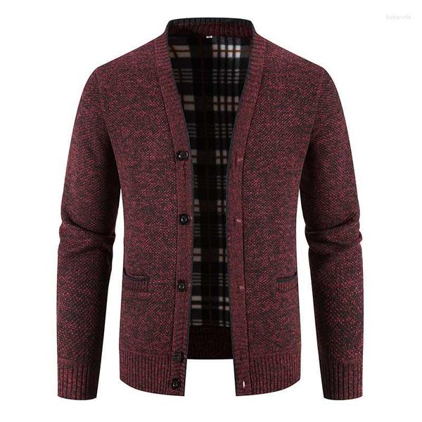 Suéteres para hombres 2022 Masculino Grueso Cálido Cardigan Chaqueta Casual V-Cuello Botón Suéter Grandes Bolsillos Hombres