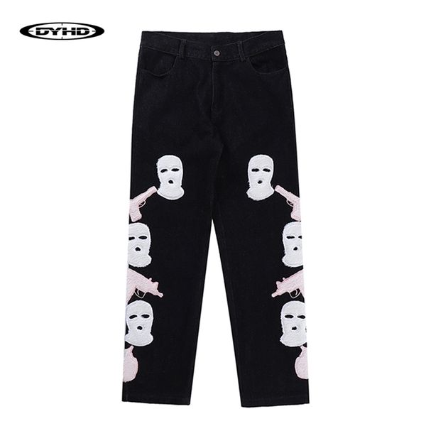 Jeans da uomo Furry Maschera divertente Pistola Pantaloni denim casual Uomo Streetwear Hip Hop Pantaloni larghi autunno inverno unisex High Street 220831