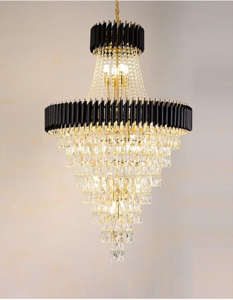 Lampadario moderno di lusso per soggiorno Oro Decora la casa Lampada per scale Lampada per scale di grandi dimensioni Design a spirale Corridoio Cristal Light