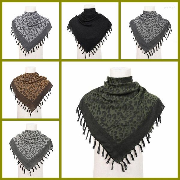 Bandanas leopard impressão shemagh keffiyeh lenço de lenço de lenço árabe Cabeça para masculino e feminino Shawl Miliatry Cotton Bandana