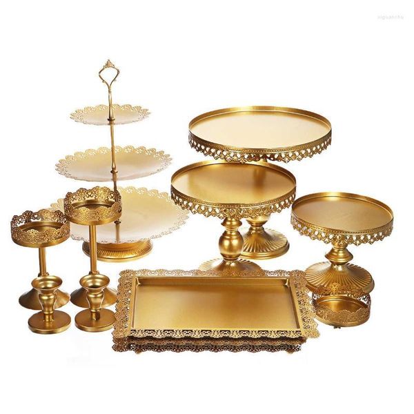 Bakeware Tools 12pcs Fondant Cupcake Bolo Stand Set Settal Holder Display Display Party Wedding Vintage Gold Acessório