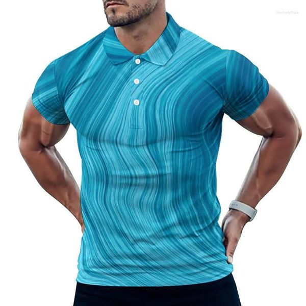 Herren-Poloshirts mit abstraktem Aufdruck, Freizeithemden, blaue Batik-T-Shirts, kurzärmliges Hemd, cooles, übergroßes Kleidungsgeschenk für den Tag