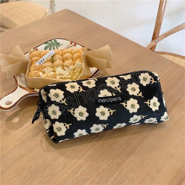 Vintage velours côtelé femmes sac cosmétique décontracté étudiant filles stylo étui sacs à main japonais femme sac de rangement pochette sac à main portefeuille sacs