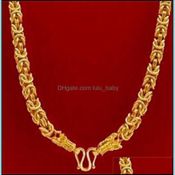 Catene Collana Ragazzi Mens Catena Oro giallo 18 carati Riempito Hip Hop Pesante Spessore Twisted Chunky Choker Gioielli di moda 24 pollici 2 Lulubaby Dh5X7