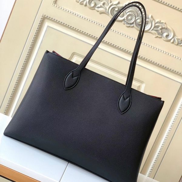 Totes Lockme Shopper Borsa tote in pelle martellata Designer Borsa a tracolla genuina Shopping Nero Marrone Grigio Greige Tasca interna piatta Portamonete di grande capacità