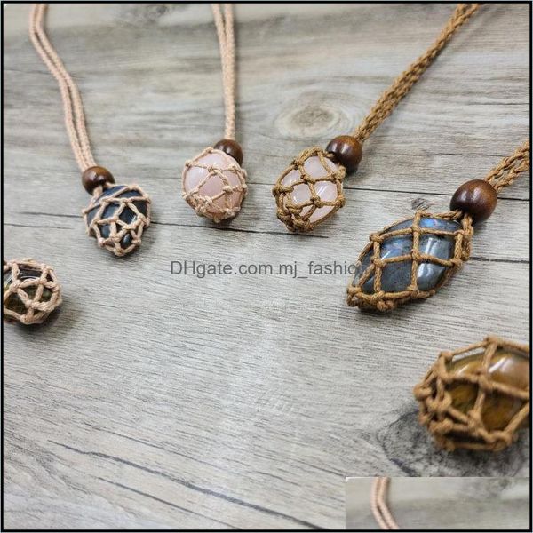 Collane con ciondolo Collana con perline in cordoncino di lino ecologico Collana con pendente in rame intercambiabile Rete 430C3 Drop Delivery 2021 Jewe Mjfashion Dh05E