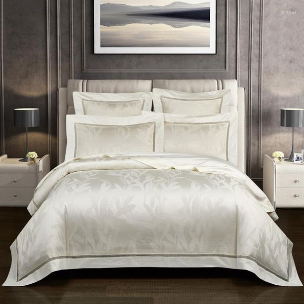 Defina a cama Luxury 1000TC Cotton Jacquard Tampe Cobertina Fronha de Folha plana 4/7pcs Parure de Lit