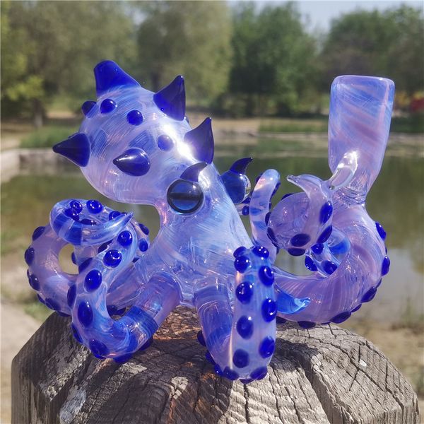 Craftbong Octopus Bong Hokah Стеклянные трубы Bubbler 14,4 мм женский шарнир Bule Purple Bubbler для курящих кварцевых аксессуаров аксессуаров