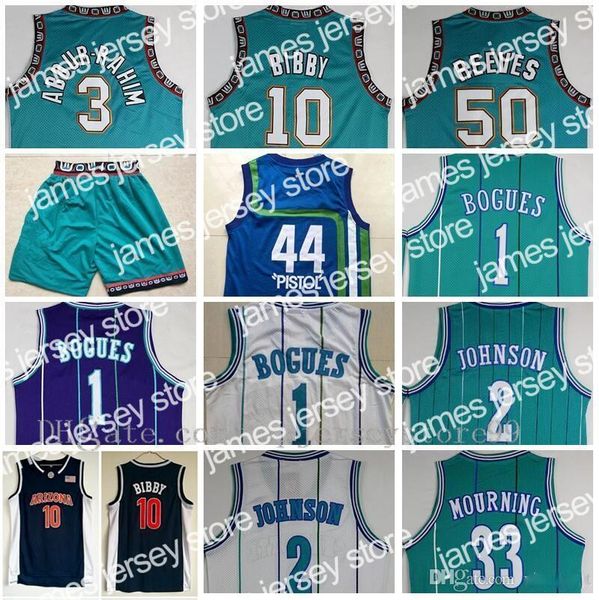 College-Basketball trägt Herren-Trikot von Michael Mike Bibby, Shareef Abdur Rahim Bryant, Reeves, Muggsy Bogues, Larry Johnson, Alonzo, Mourning Pistol, Pete Maravich, NCAA