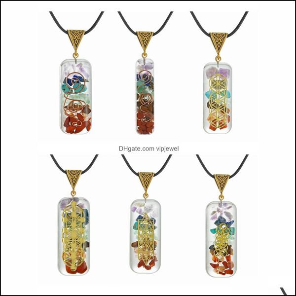 Anhänger Halsketten 7 Chakra Energie Anhänger Orgonit Halskette Regenbogen Kristall Anhänger Yoga Meditation Halsketten Harz Schmuck Für Frauen Dheg2