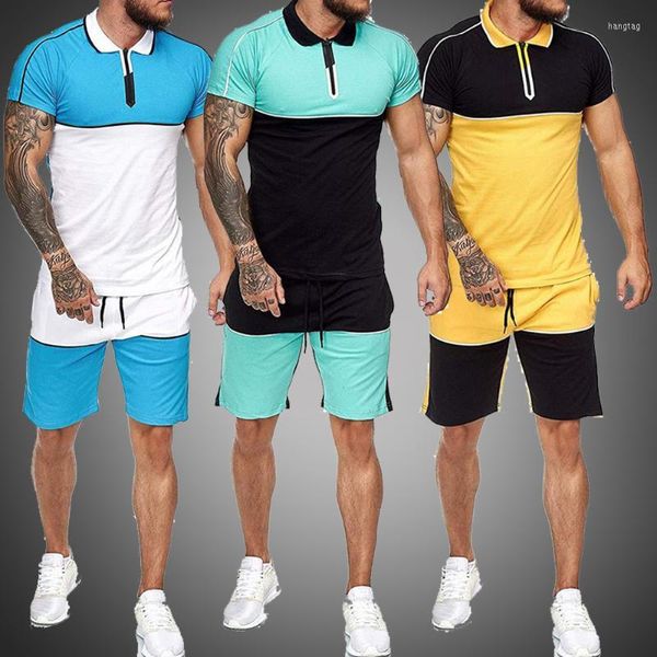 Men's Tracksuits Men's Men Suor Suor Set Summer Clothing 2 peças Camisa de manga curta e shorts Conjuntos de homens esportivos vestem roupas de ginástica