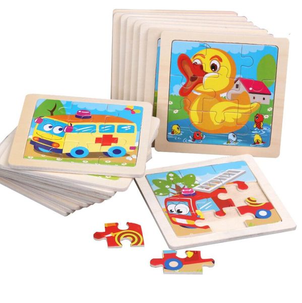 3D Holz Puzzle Spielzeug Baby Cartoon Fahrzeug Tier Verkehr Tangram Spielzeug Bildung Montessori Puzzle für Kinder Kinder