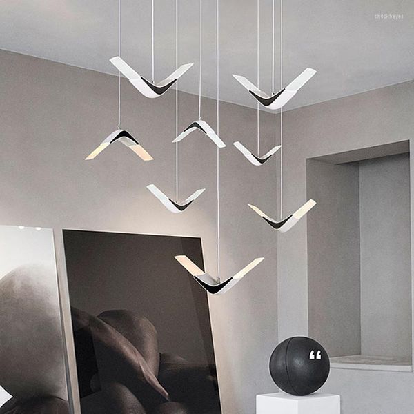 Lampadari Lampada geometrica Moderna Nordic Seagull Light Loft Industrial Designer Lampadario Home Decor Tavolo da pranzo