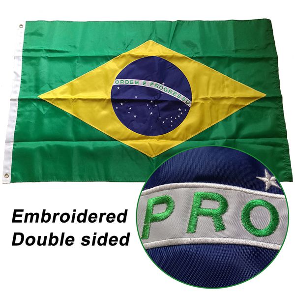 Баннерные флаги с двумя вышитыми флагом бразильского бразильского национального флага Brasilian National Flag World Banner Oxford Fabry Nylon 3x5ft 221201