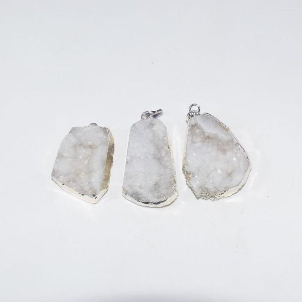 Anhänger Halsketten Roher weißer Kristallquarz Druzy Stein für Halskette Charms 5 Stück Lot Schmuckherstellung Große Geode Drusy Edelstein Damen Accessoires