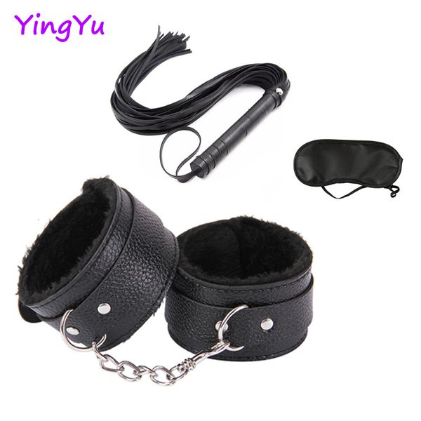 Bondage Sex Toys for Woman Men BDSM Conjunto de restrições eróticas Handcuffs Slave Whip Adults Games For Couples Acessórios 221130