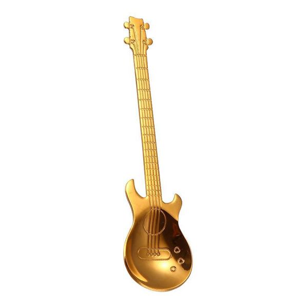 Colheres de guitarra de guitarra colheres de sobremesa Originalidade da originalidade Acess￳rios de cozinha de a￧o inoxid￡vel caf￩ M￺sica puta colher de ouro banhado 3 dhkmh