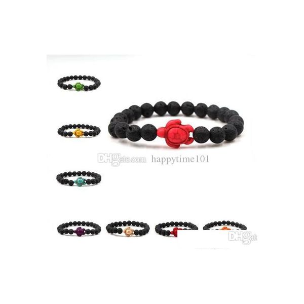Bracelets de charme 8mm por lava lava pedra turquesa de tartaruga pulseira pulseira de pulseira natural ioga de ioga de miçangas jóias pulseiras de jóias dhk1x