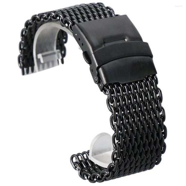 Cinturini per orologi 18/20/22 / 24mm Cinturino da polso in maglia di acciaio inossidabile Nero / Argento / Blu / Oro rosa Cinturino al quarzo da uomo di moda Sostituisci il braccialetto