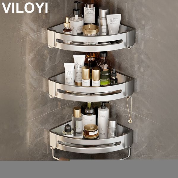 Prateleiras de banheiro Viloyi parede montada sem perfuração de perfuração de alumínio Captdy Storage Storage Storage Storage Multilayer Kitchen Organizer Rack 221130