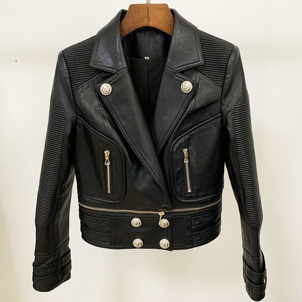 Abiti da donna Blazer 2024 autunno e inverno nuova giacca da donna stile giacca in pelle moto con fibbia inferiore staccabile con testa di leone