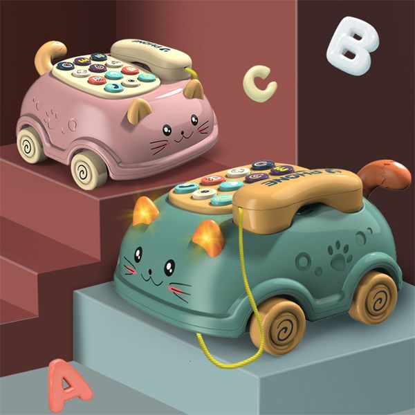 Oyuncak telefonlar bebek montessori elektrikli telefon oyuncakları çocuklar için sevimli kedi araba eğitimi sesli hafif araba bebek oyuncakları 1 ila 2 yıl 221201