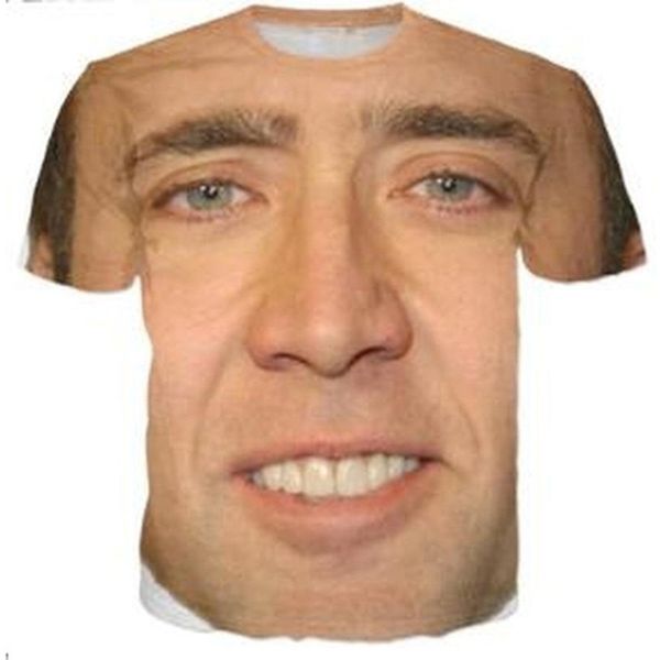 Hip Hop Sportwear Punk Sıradan Gevşek Parça Pantolon Sonbahar Erkekler Serin Baskı Ünlü Aktör Nicolas Cage 3D T-Shirt 002