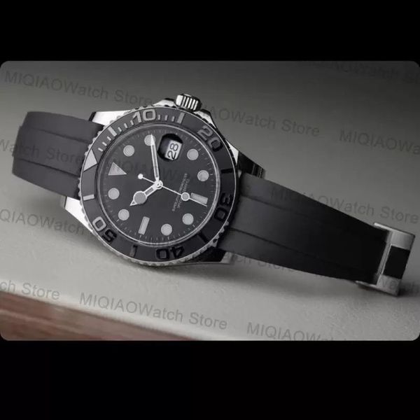 42mm Mens relógio mestre preto Automático Município de cerâmica Sapphire Crystal Rubber Strap Men Watches