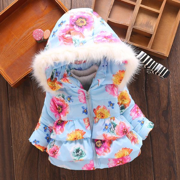 Piumino Natale Neonate Inverno Pelliccia spessa Felpa con cappuccio Giacca a fiori Cappotti Neonato Capispalla per bambini Complessivo Bambini Parka Abiti Abbigliamento 221130