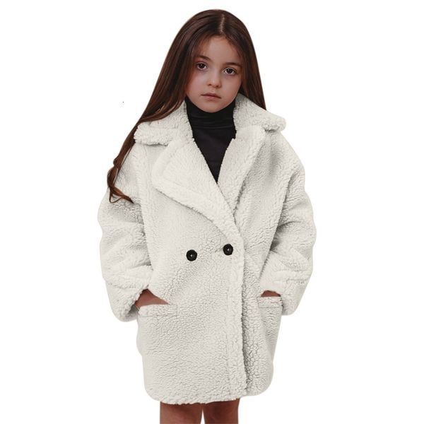 Casaco Fashion Kids Girls Meninas roupas Faux Fur Winter Warm Outwear grossa S PRETO TEDDY URLO LONGO LONDO CASAS DE CRIANÇAS 221130