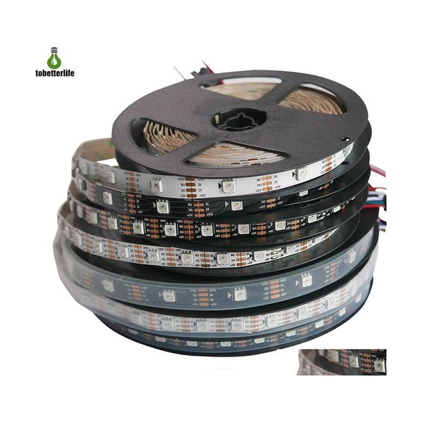 LED Şeritler DC5V WS2813 LED Pixel Strip Işık 5050 RGB 30/60/10/16LED BANT SİYAH/BEYAZ PCB EDEBİYABİLİR BAŞLI DÜZENLEME IŞIKLARI HOL DHVZT