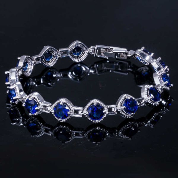 Armbandkette glänzender Zirkon Sapphire Emerald Colored Edelstein Bangel S925 Sterling Silber Braut Hochzeit Luxusschmuck