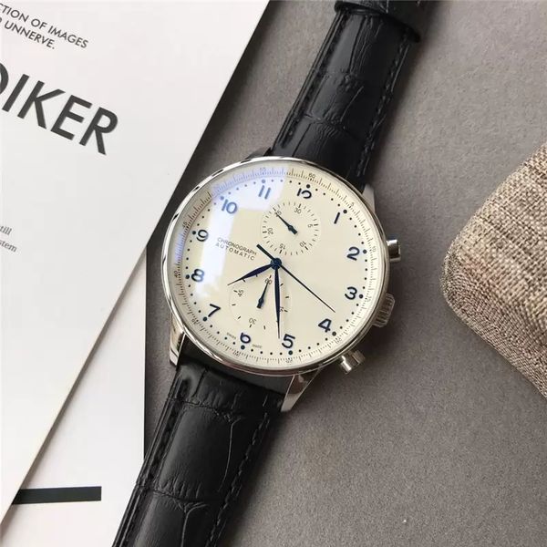 U1 Top AAA Watch New Chronograph Men 11 style high-end quality Watch 41MM Portugieser mecânico Automatic Mens Steel Case Genuine Leather Strap Sport Watches DE