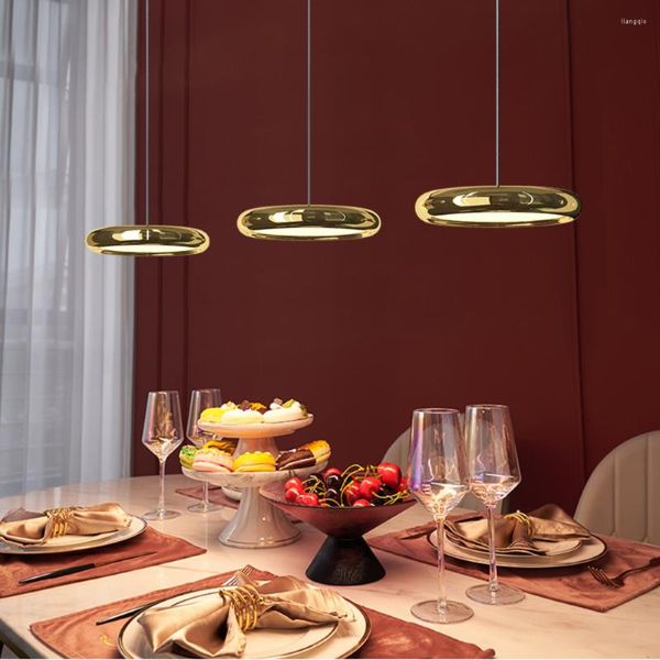 Lampadari Luce Lampadario da ristorante di lusso Tre moderne camere da letto Comodino Piccola sala da pranzo nordica Tavolo da bar Led