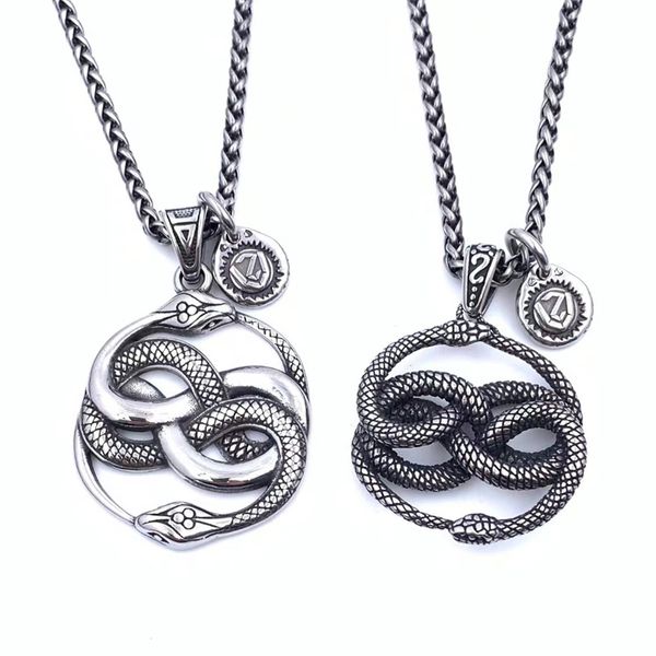 Eternal Snake ulopoulos ouroboros хвостовая змея ретро кулон титановый стальное ожерелье мужская мода крутая личность хип -хоп украшения