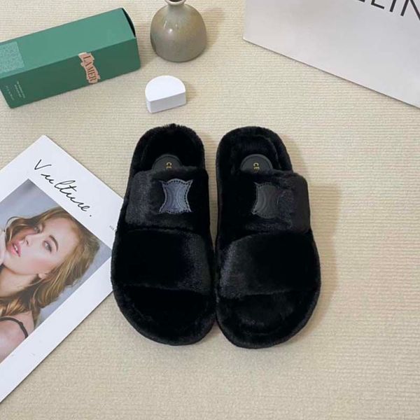 2022 Frau Sandalen stilvolle Luxusmarke Slipper House Modeklassiker Dearfoam Sandal Slipper Flat Shoes Fuzzy Slide Damen Winter