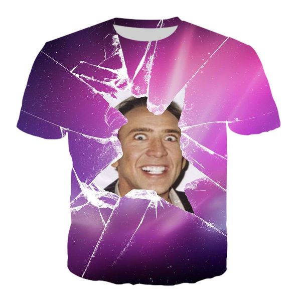 Hip Hop Sportwear Punk Sıradan Gevşek Parça Pantolon Sonbahar Erkekler Serin Baskı Ünlü Aktör Nicolas Cage 3D T-Shirt 008