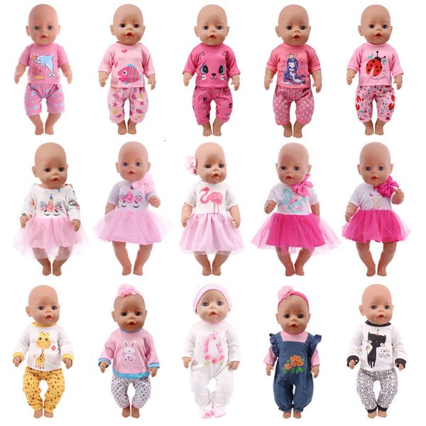 Acessórios para bonecas Roupas de bebê Unicorn Kittys Dress Fit 18 polegadas American 43 Cm Reborn Born Og Girl Russia DIY Gift S Toy 221130