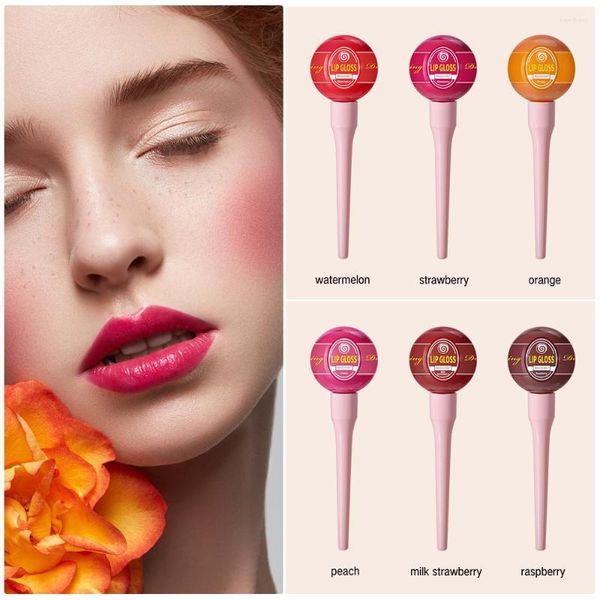 Lipgloss, 6 Farben, süßer Lutscher, feuchtigkeitsspendende flüssige Glasur, langlebiger Lippenstift, Tube, Lippen, Make-up, Mädchen-Geschenk