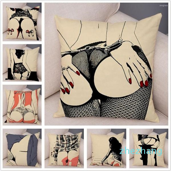 Kissenbezug Home Decor Cartoon Sexy Lady Print Kissenbezug Hübsches Mädchen Arsch Kissenbezug Sofa Auto Tapete Redondo