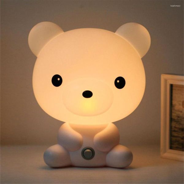 Luzes noturnas Animais de desenho animado Urso de urso panda lâmpadas de mesa de mesa Crianças Lâmpada de sono para dormir para quarto Presentes de férias de cabeceira