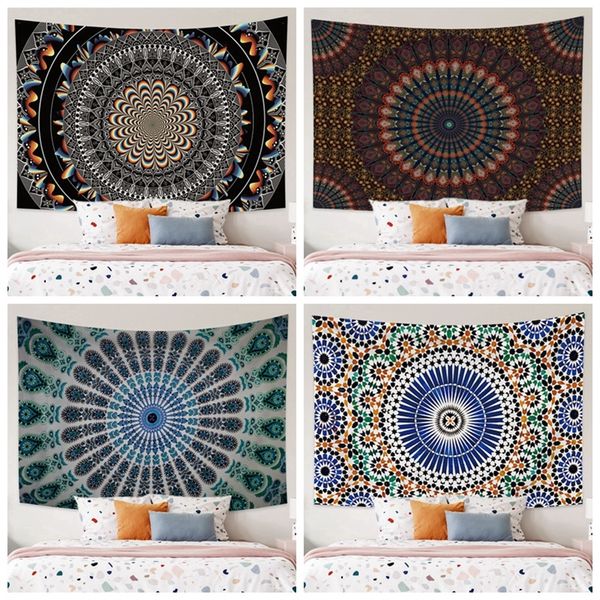 Wandteppiche Psychedelic Mandala Tapisserie Wandbehang Hexerei Bohemian Hippie Teppich Zimmer Home Decor Decke Strandtuch 221201